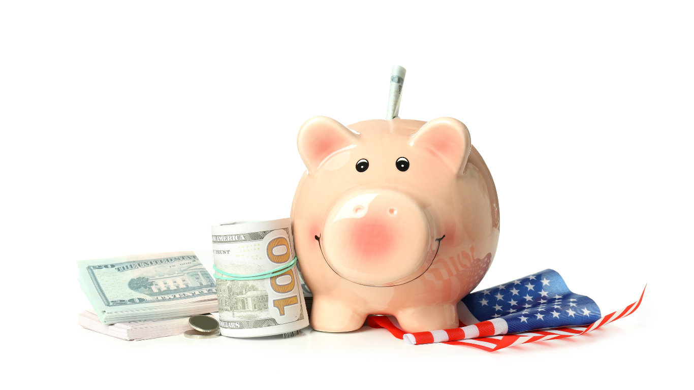 Piggy Bank with American Flag